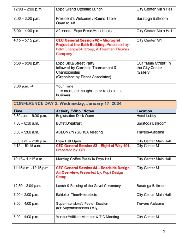 2024 Winter Conference Schedule